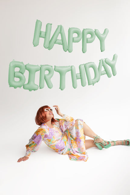 Ballon Lettre Joyeux Anniversaire Vert Menthe 3.4m