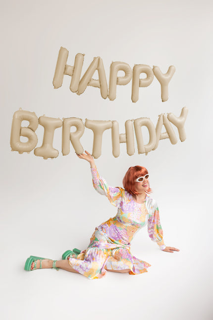 Ballon Lettre Joyeux Anniversaire Beige 3.4m