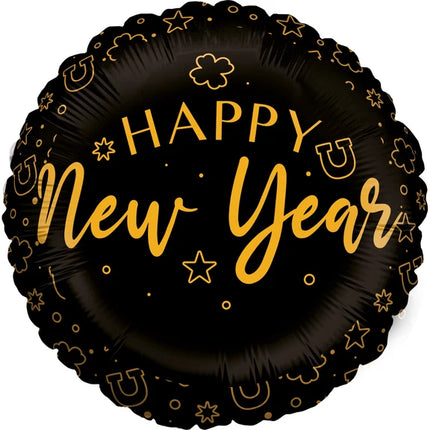 Ballon à l'hélium « Bonne année » noir, vide, 45 cm
