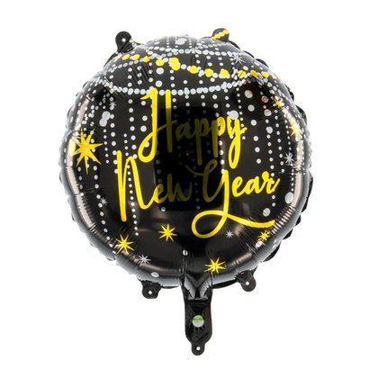 Ballon à l'hélium « Joyeux anniversaire » noir et or, rond, vide, 45 cm