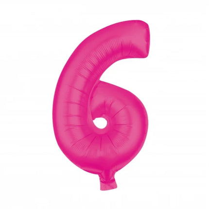 Ballon rose en forme de chiffre 6, non gonflé, 85 cm