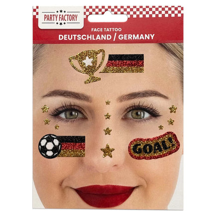 Tatouages temporaires de foot, pour le visage, pailletés, Allemagne
