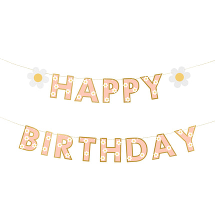 Guirlande de lettres Happy Birthday Or Rose 2m