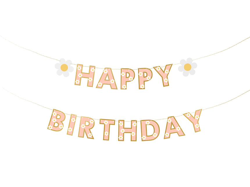 Guirlande de lettres Happy Birthday Or Rose 2m