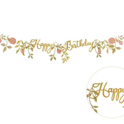 Guirlande de fleurs Happy Birthday 1.3m