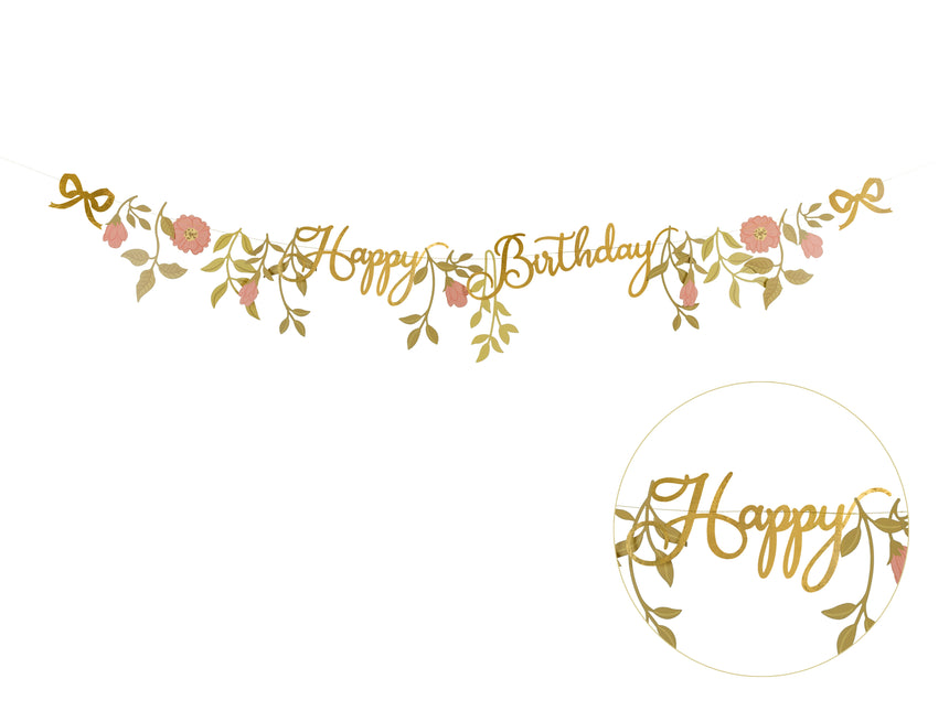 Guirlande de fleurs Happy Birthday 1.3m
