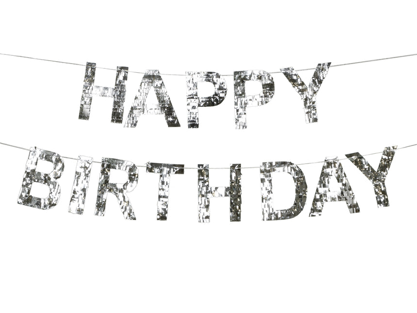 Guirlande de lettres Happy Birthday Argent 2.2m