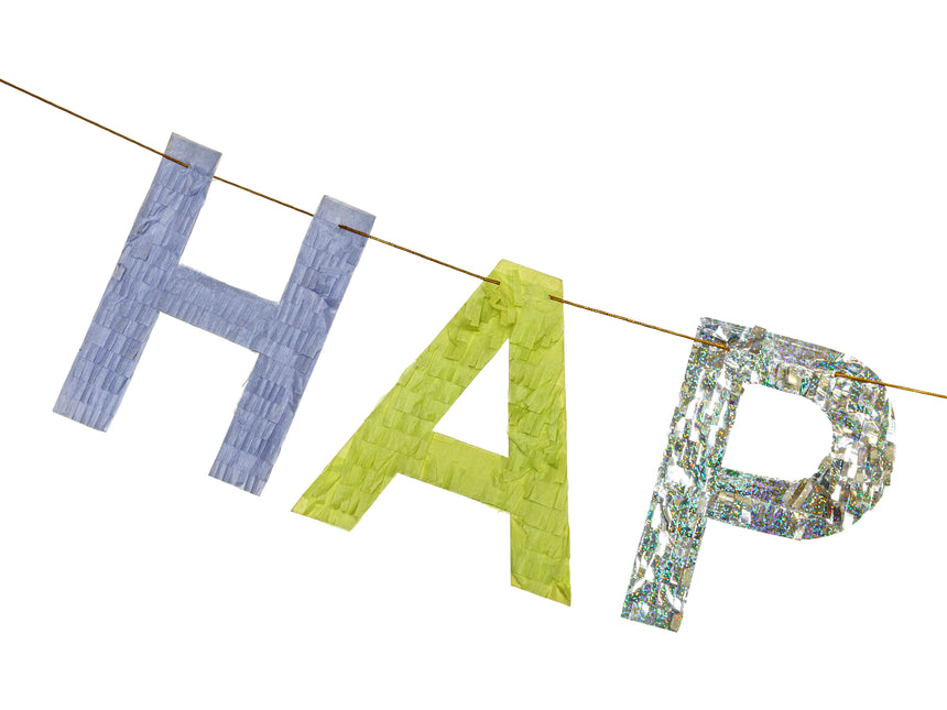 Guirlande de lettres Happy Birthday colorées 2.2m