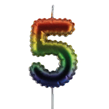 Bougie « 5 ans » arc-en-ciel, 7 cm