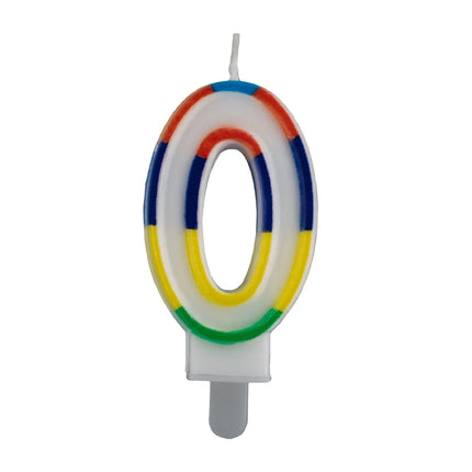 Bougie « 0 ans » avec bord coloré, 7 cm
