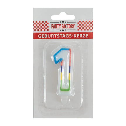 Bougie « 1 an » à bordure colorée, 7 cm