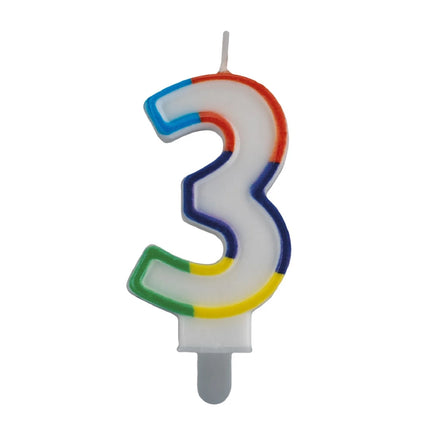 Bougie « 3 ans » avec bord coloré, 7 cm