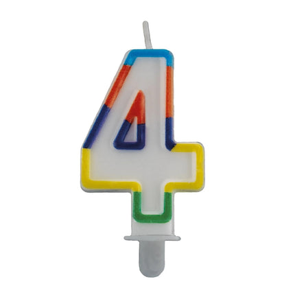 Bougie « 4 ans » avec bord coloré, 7 cm
