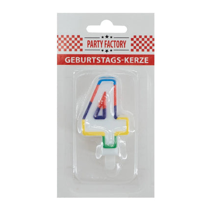 Bougie « 4 ans » avec bord coloré, 7 cm