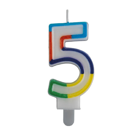 Bougie « 5 ans » avec bord coloré, 7 cm