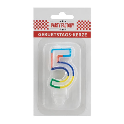 Bougie « 5 ans » avec bord coloré, 7 cm