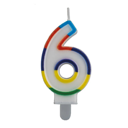 Bougie « 6 ans » avec bord coloré, 7 cm