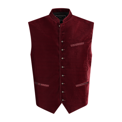 Gilet Oktoberfest Rouge Trachtenweste Jaquard