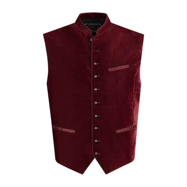 Gilet Oktoberfest Rouge Trachtenweste Jaquard