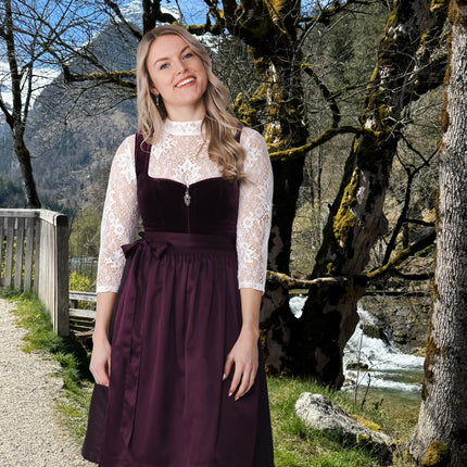 Robe Dirndl rouge bordeaux Oktoberfest 2 pièces