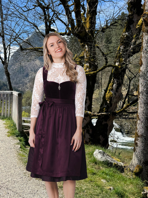 Robe Dirndl rouge bordeaux Oktoberfest 2 pièces