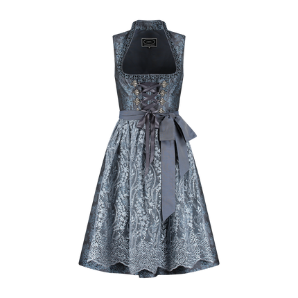 Robe Dirndl grise Oktoberfest Femmes 2 pièces
