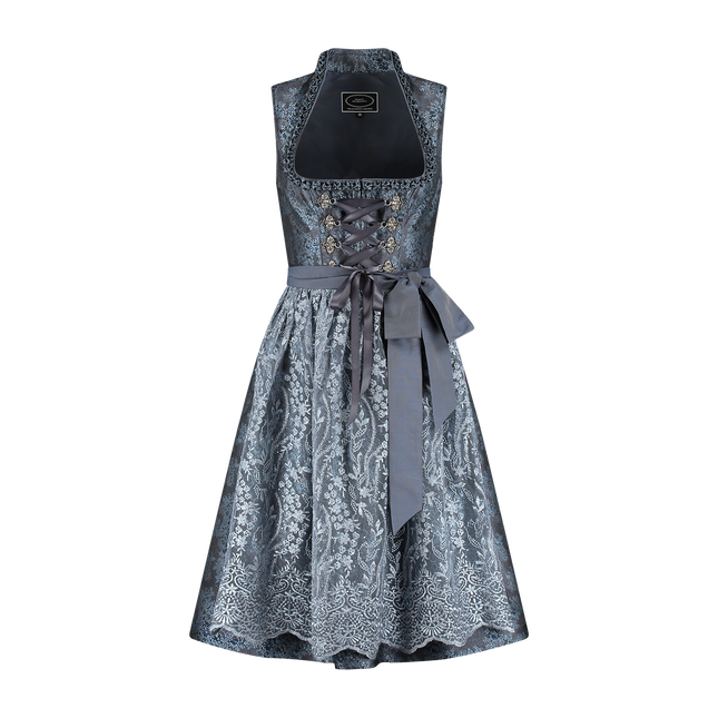 Robe Dirndl grise Oktoberfest Femmes 2 pièces