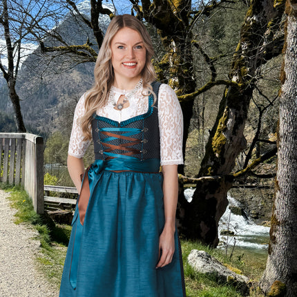 Robe Dirndl grise Oktoberfest Femmes 2 pièces