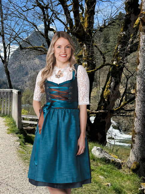 Robe Dirndl grise Oktoberfest Femmes 2 pièces