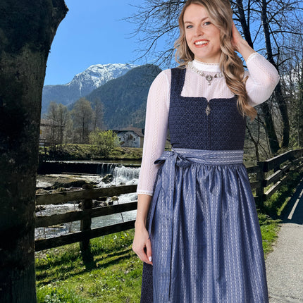 Robe Dirndl bleu foncé Oktoberfest Ladies With Slip Pocket 2 piece