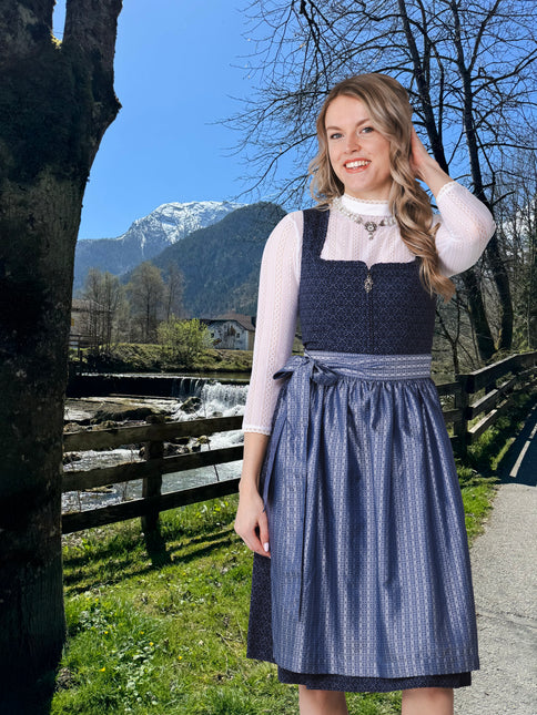 Robe Dirndl bleu foncé Oktoberfest Ladies With Slip Pocket 2 piece