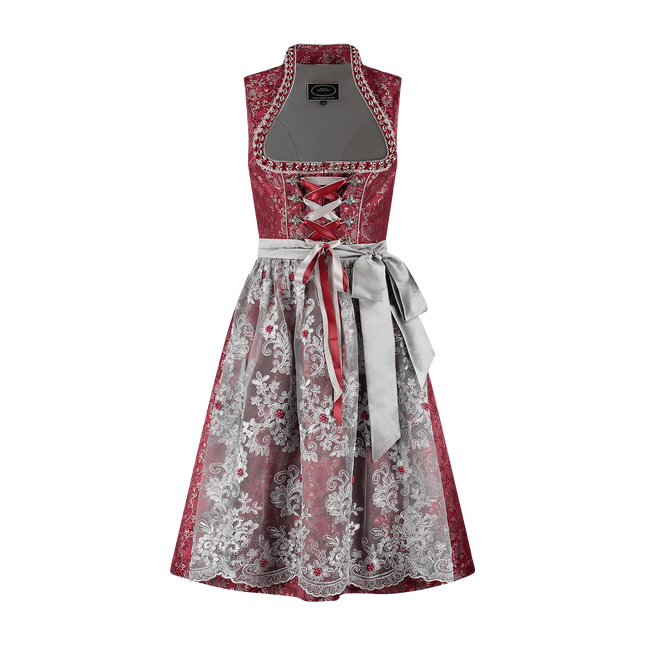 Bordeaux Red Dirndl Dress Oktoberfest Ladies Lace 2 piece