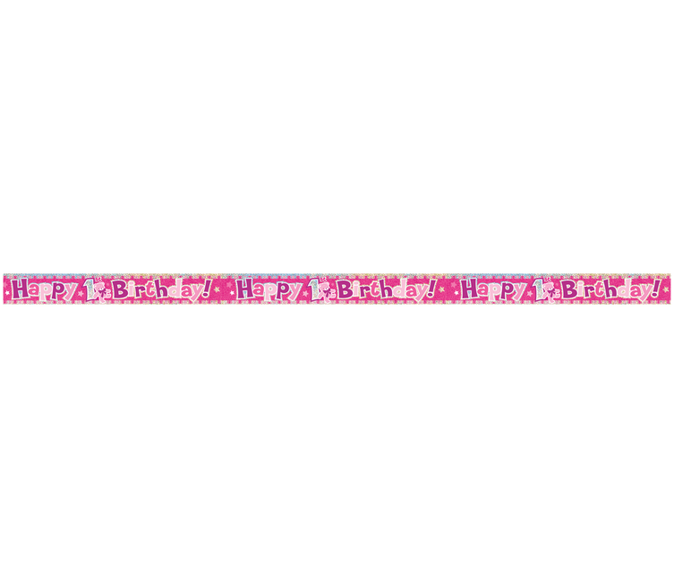 Bannière Prisme rose Happy 1st Birthday, 12 ft