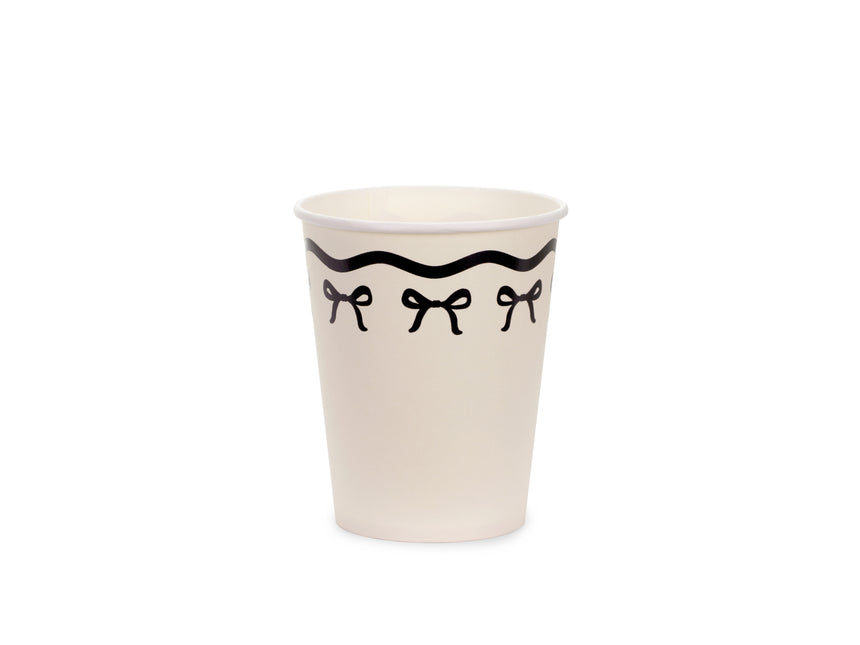 Tasses noires et blanches Bow 220ml 6pcs