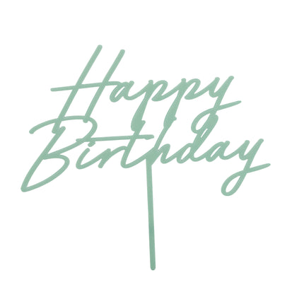 Happy Birthday Cake topper Turquoise 16.5cm