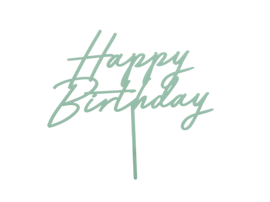 Happy Birthday Cake topper Turquoise 16.5cm