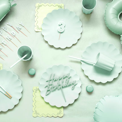 Happy Birthday Cake topper Turquoise 16.5cm