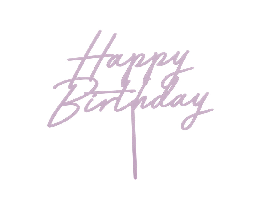 Happy Birthday Cake topper Purple 16.5cm