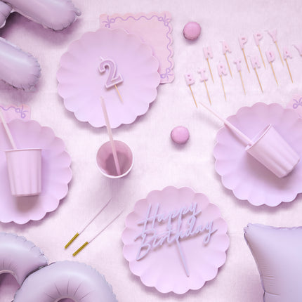 Happy Birthday Cake topper Purple 16.5cm