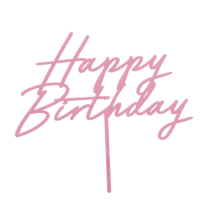 Happy Birthday Cake topper Pink 16.5cm
