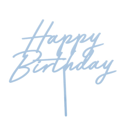 Happy Birthday Cake topper Blue 16.5cm