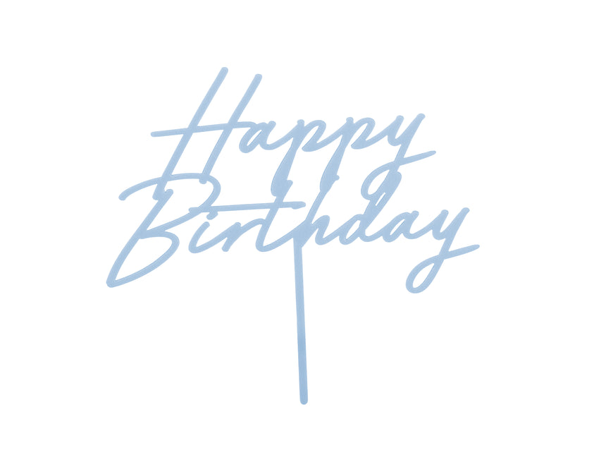 Happy Birthday Cake topper Blue 16.5cm
