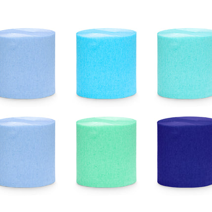 Papier crépon bleu 10m 6pcs