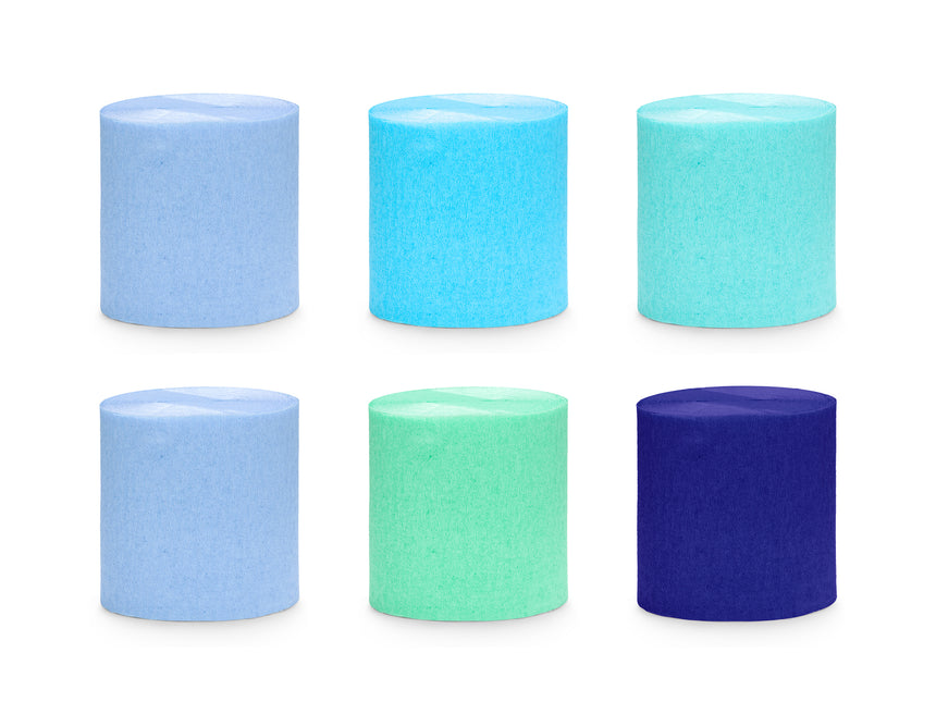 Papier crépon bleu 10m 6pcs