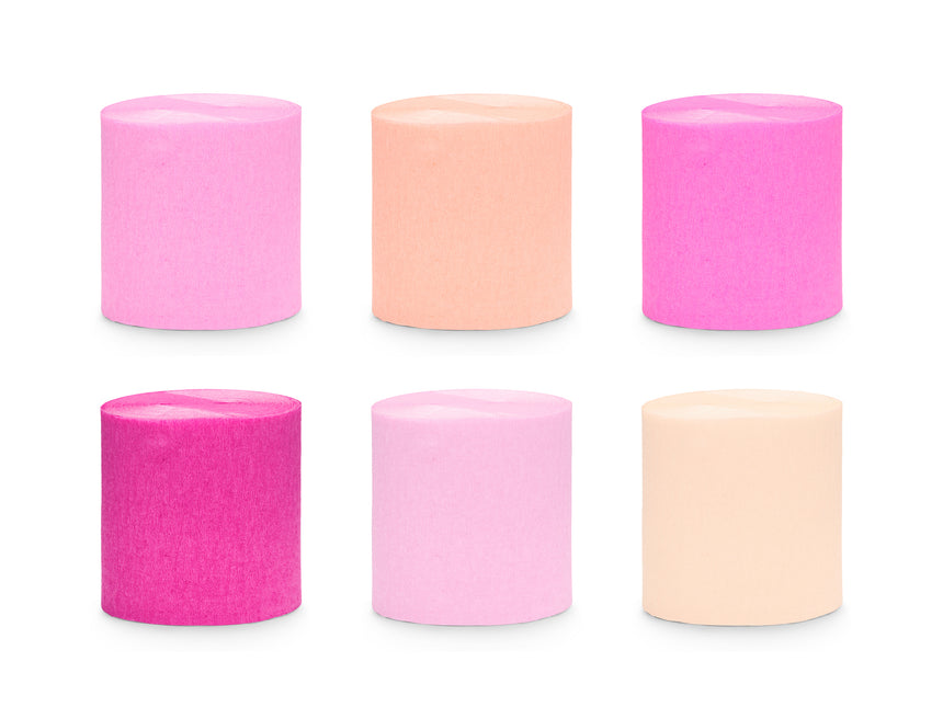 Papier crêpé rose 10m 6pcs