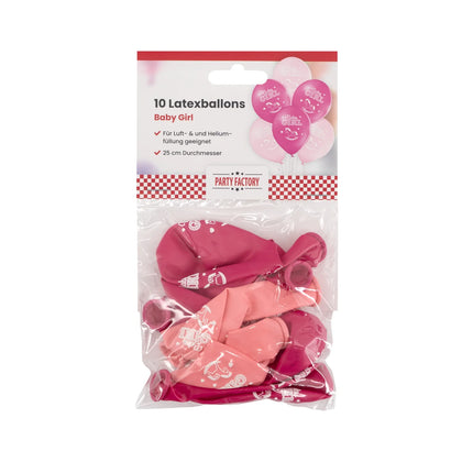Ballons roses « Baby Girl » 30 cm, lot de 10