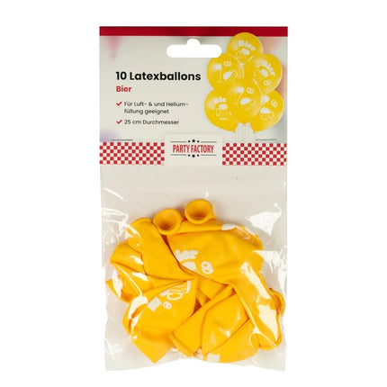 Ballons « Bière » jaunes, 30 cm, lot de 10