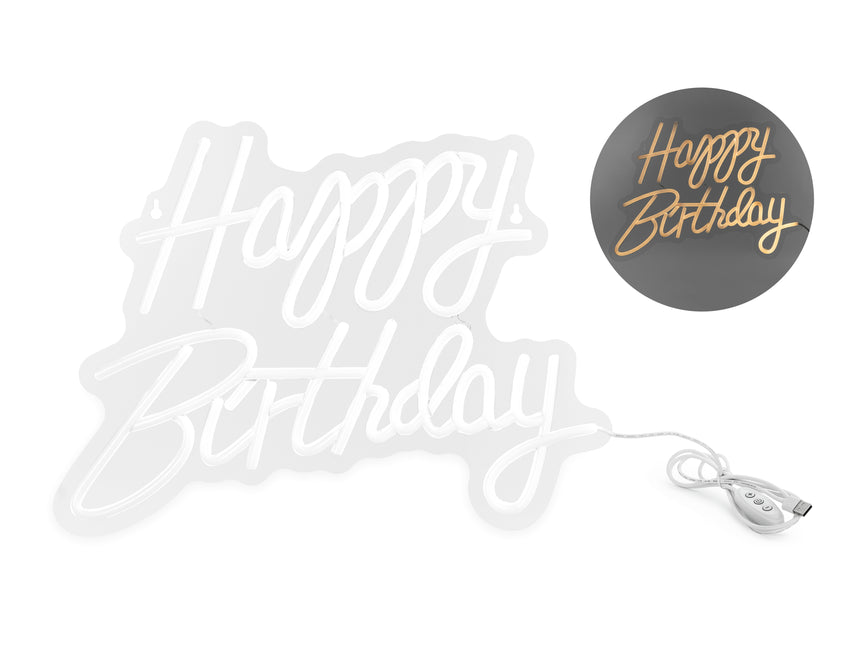 Happy Birthday Lettre lumineuse blanche 40cm