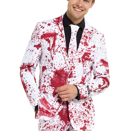 Costume sanglant pour homme, blanc, 3 pièces