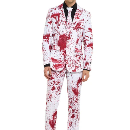 Costume sanglant pour homme, blanc, 3 pièces